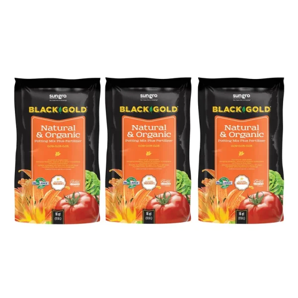 Black Gold 1302040 16-Quart All Organic Potting Soil FHLKFoo, 16 Quart Bag, 3 Bags