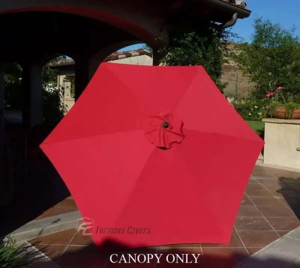 9ft Umbrella Replacement Canopy 6 Ribs in Red (Canopy Only)