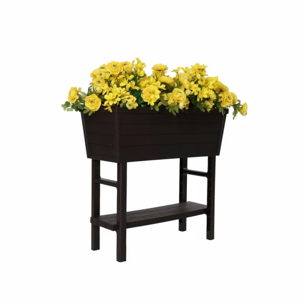 Polymer Outdoor Products 14.5" L x 32.25" W x 31.12" H Raised Garden Bed, Brown