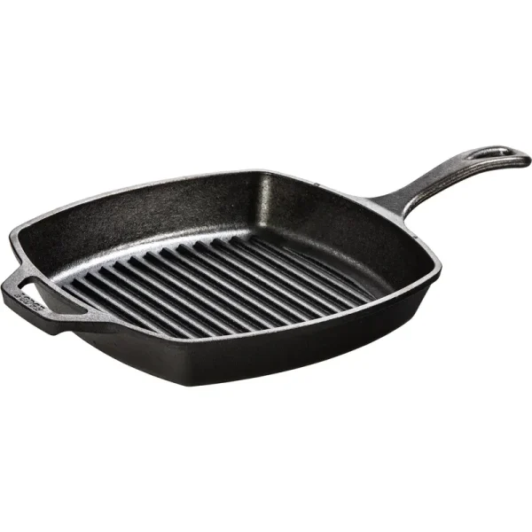 Lodge Cast Iron 10.5 inch Square Grill Pan, Black