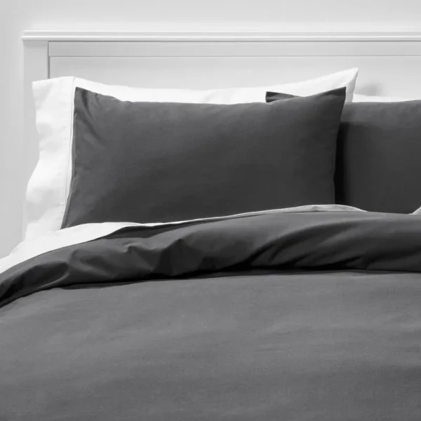 Room Essentials Full/Queen Easy-Care Duvet Cover & Sham Set Dark Gray - Room EssentialsG