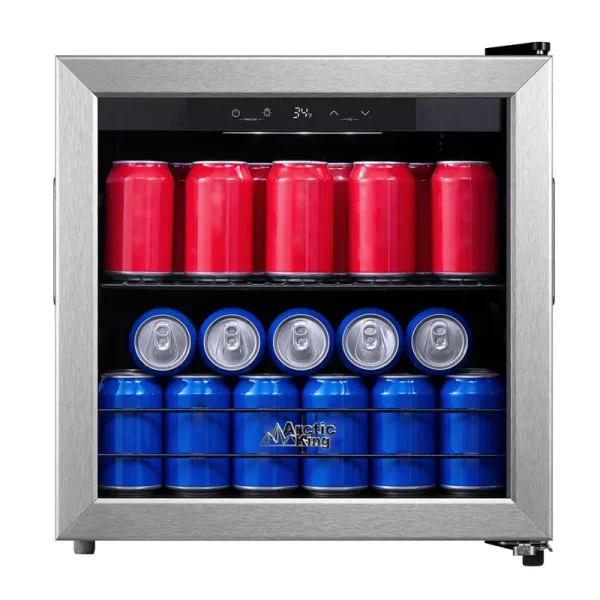 Arctic King 48 - Can Stainless Steel Beverage Fridge & Cooler with Electrical Control, ARV48B1AST