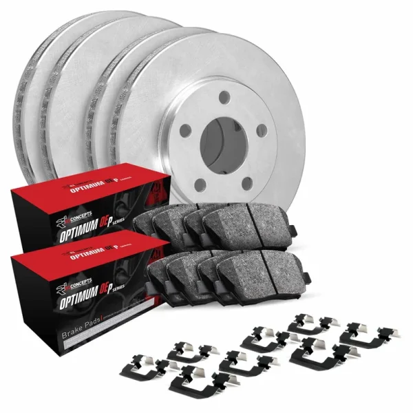 R1 Concepts Front Rear Brakes and Rotors Kit |Front Rear Brake Pads| Brake Rotors and Pads| Optimum Oep Brake Pads and Rotors |Hardware Kit WFUH2 - 45013