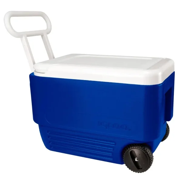 Igloo Cooler, Wheelie Cool, Blue, 38 Quart