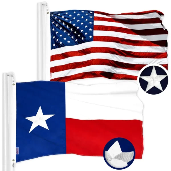 G128 Combo Pack USA American Flag and USA Flag Stars & Texas State Flag and USA Flag