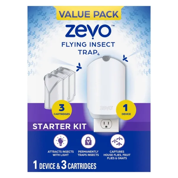 ZEVO Flying Insect Fly Trap (1 Device & 3 Refill)