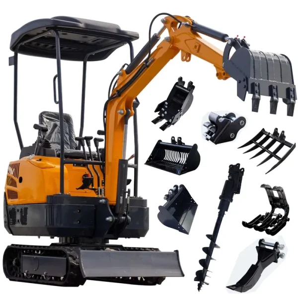 MS15PRO 1.5 Tons Crawler Small Digger Hydraulic Excavator with Bucket Hydraulic Thumb Clip, Bilateral Hydraulic Pilot, 13.5 HP EPA Gasoline Engine Trencher Digger Machine for Factory, Garden, Farms