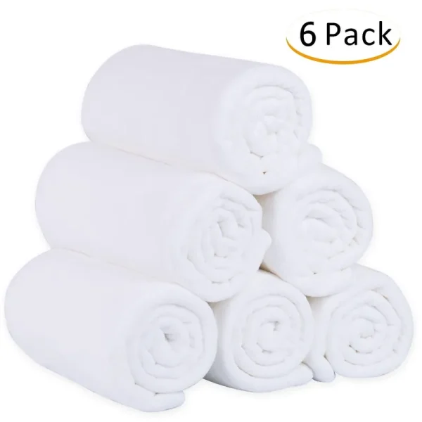 Jml 6-Pack Cabana Striped Beach Towel Bath Towel Solid White, Size: 27