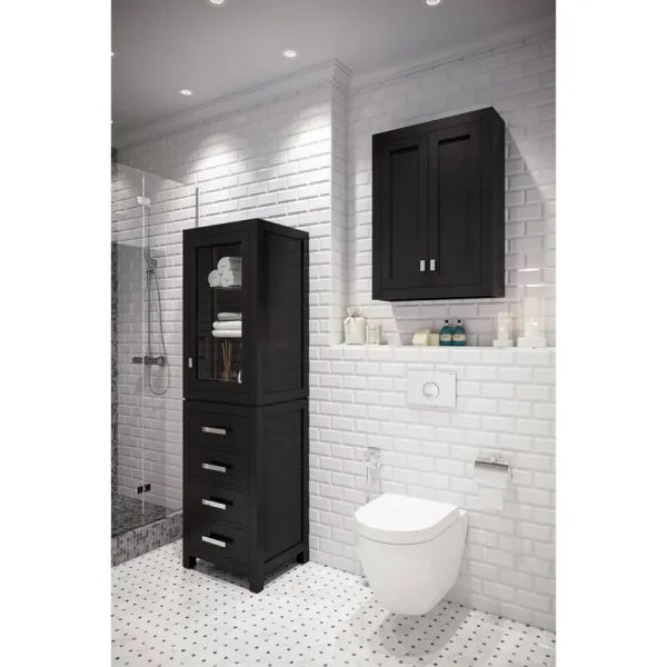 Crisler 24" W x 33" H x 8" D Solid Wood Wall Mounted Bathroom Cabinet Finish: Espresso