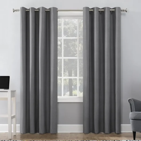 Sun Zero Duran Thermal Insulated 100% Blackout Grommet Curtain Panel, 50" x 63", Gray