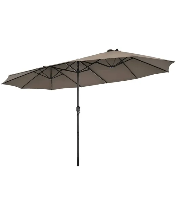 Costway 15ft Patio Double-Sided Umbrella Crank Outdoor Garden Market Sun Shade Coffee