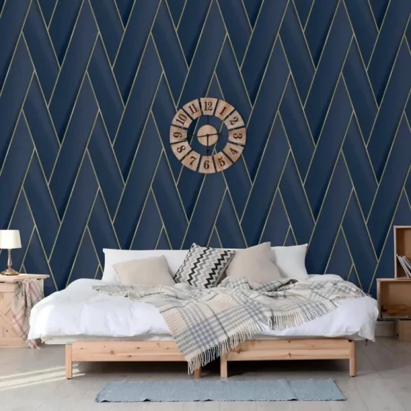Advantage Manfred Navy Modern Herringbone Wallpaper
