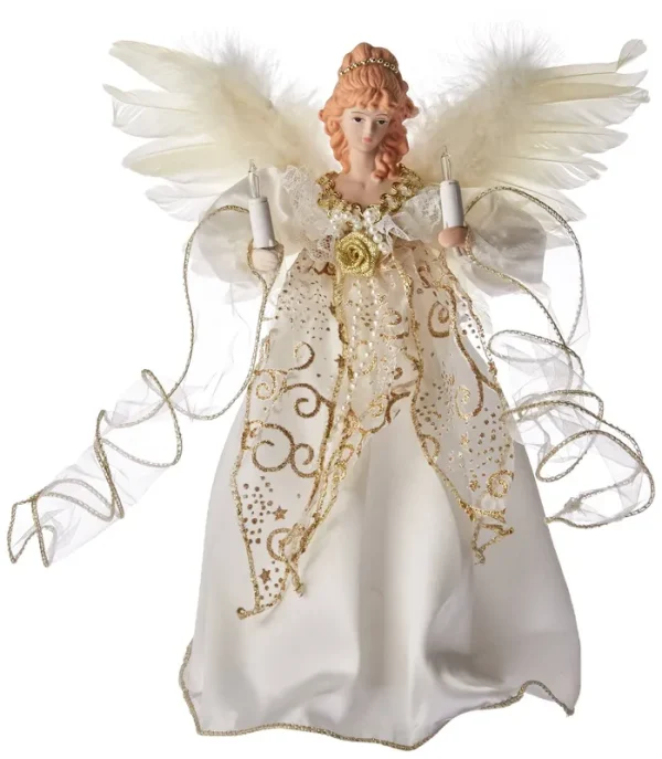 Kurt Adler 10-Light Angel Tree Topper - Gold & Ivory - 12 in