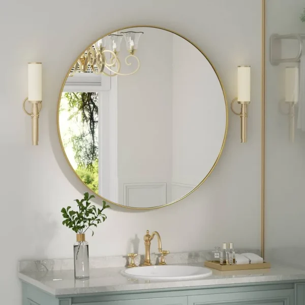 24 in. W x 24 in. H Medium Round Mirror Metal Framed Wall Mirrors Bathroom Vanity Mirror Decorative Mirror in Black