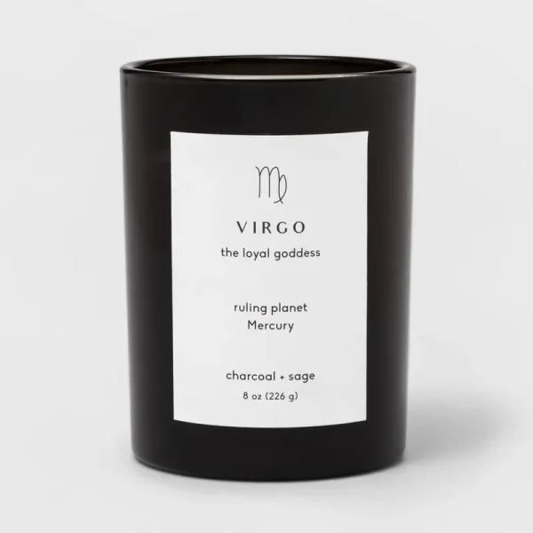 8oz Glass Jar Zodiac Virgo Candle Black - Project 62