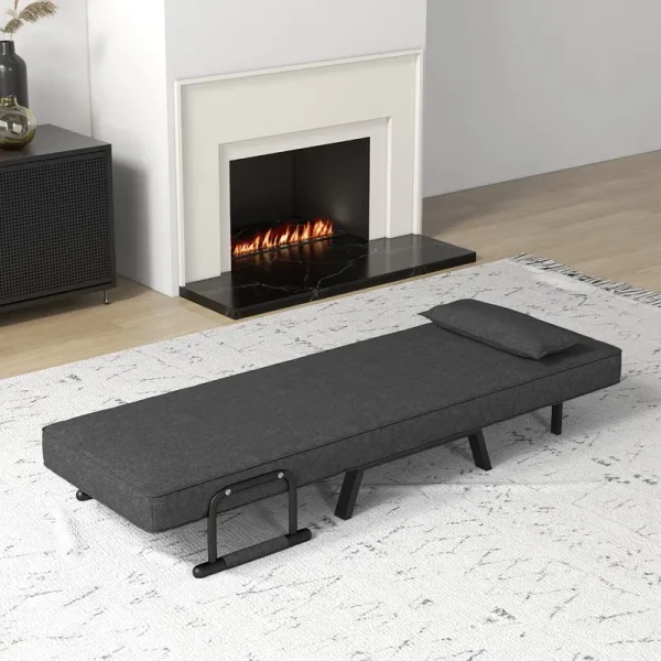 Costway Folding 6 Position Convertible Sleeper Bed Armchair Lounge Couch W/ Pillow Gray