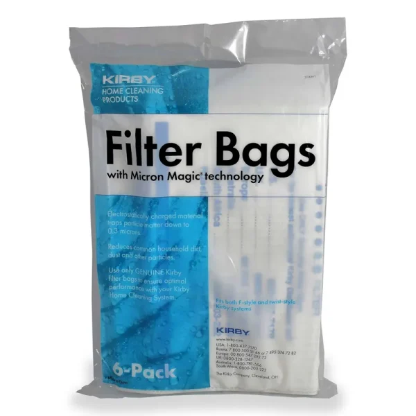 Kirby Part 204811 Genuine Style F HEPA Filtration Vacuum Bags for All Sentria Models 6 and 2 Belts