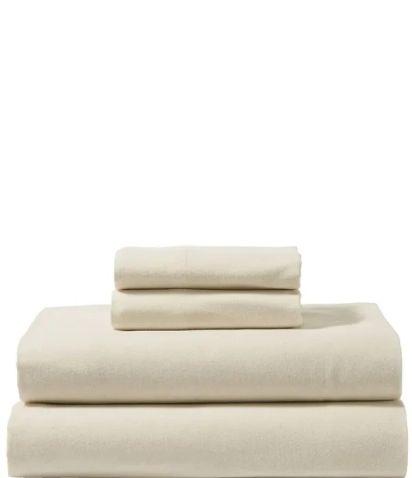 L.L.Bean Ultrasoft Comfort Flannel Sheet Set, Queen Sheet Set, Natural