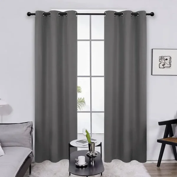 Deconovo Thermal Insulated Grommet Blackout Curtains for Bedroom Short, Room Darkening Window Drapes, 42 inch by 45 inch, Dark Grey, 2 Curtain Panels