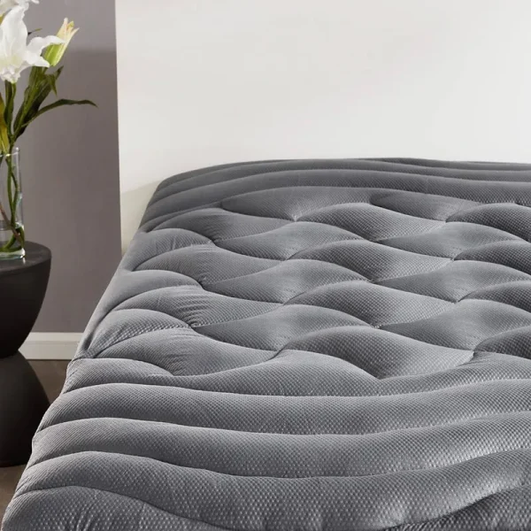 Sleep Zone King Size Cooling Mattress Pad, Premium Zoned Quilted, Grey, King