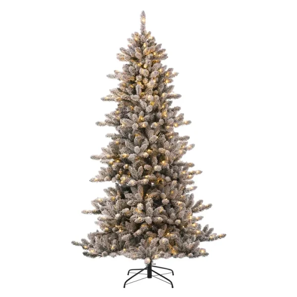 Glitzhome 7.5 ft. Pre-Lit Snow Flocked Fir Christmas Tree with 400 Warm White Lights