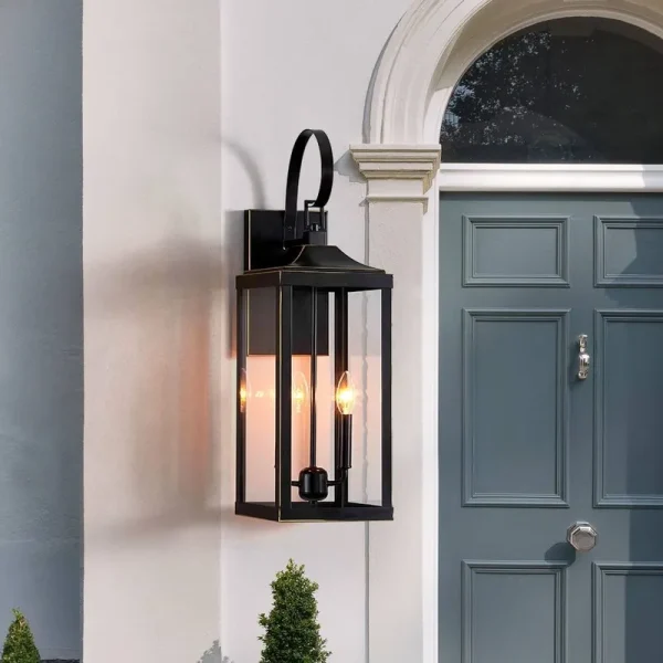 25.7"H 2-Light Large Outdoor Bronze Exterior Wall Lantern Sconce Light - Bronze with Gold Highlight