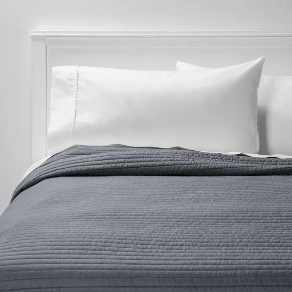 Full/Queen Garment Washed Microfiber Quilt Charcoal - Room Essentials
