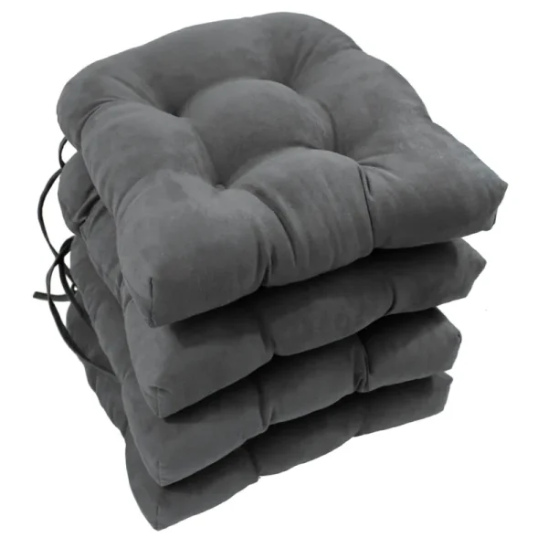 Blazing Needles 16-inch Solid Micro Suede U-Shaped Tufted Chair Cushions (Set of 4)