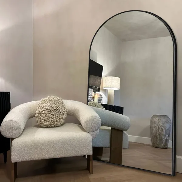 Canonutallc Modern Arched Full Length Aluminum Alloy Floor Standing Mirror 71x32 - Black