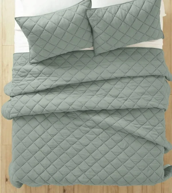 Better Homes & Gardens Sage Green Diamond Gauze Quilt, Full/Queen