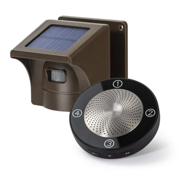 eMACROS 1/2 Mile Long Range Solar Wireless Driveway Alarm Outdoor Weather Resistant Motion Sensor & Detector Security Alert System
