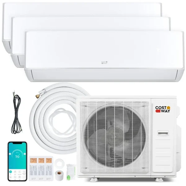 X-Pro 35000 BTU 3-Zone WiFi Mini Split Air Conditioner, 22.5 SEER2 Energy Star Inverter Ductless AC & Heat Pump System, Line Set Included