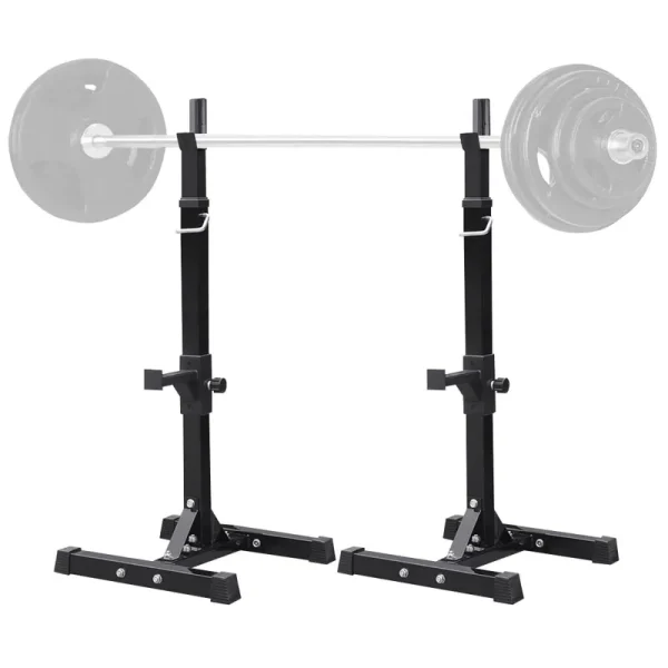 2 - Piece Adjustable Squat Stand Rack or Barbell Free Press Bench, Black