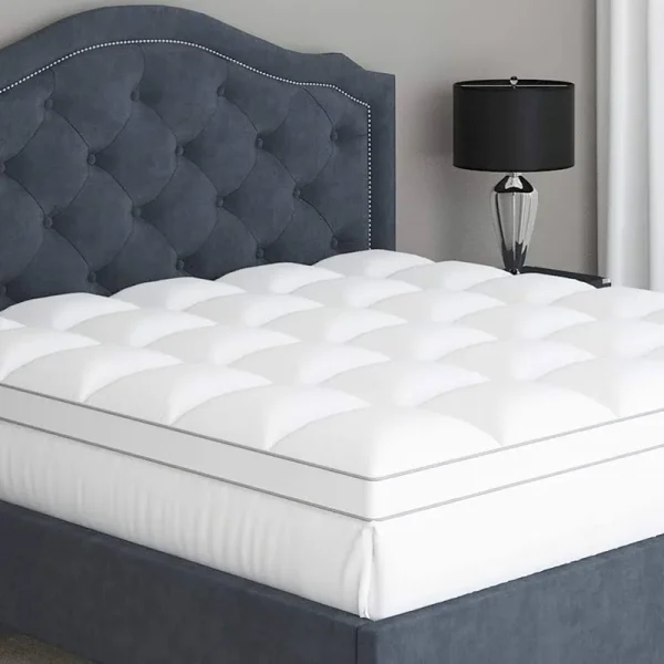 Sleep Mantra King Cooling Mattress Topper, Pillow-Top Optimum Thickness, Soft 100% Cotton Fabric, Breathable & Plush Quilted Down-like Fill, Snug