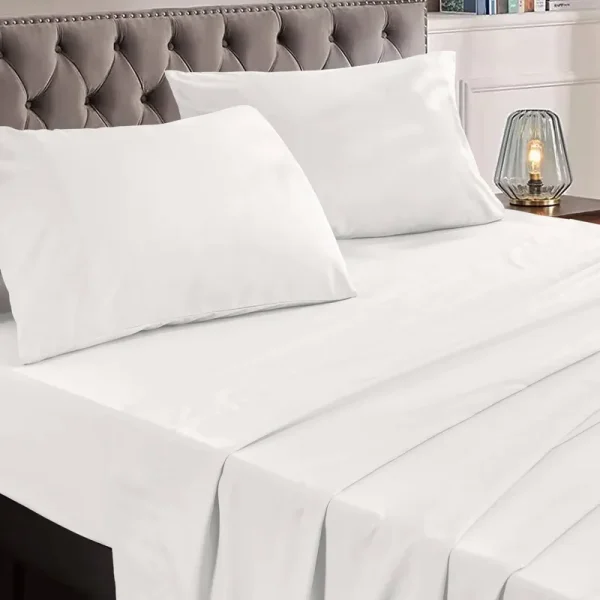 Anne Klein Hotel Luxury 1800 White Sheet - Queen Size Sheet Sets - Deep Pocket Bed Sheets, Extra Soft Breathable Wrinkle Fade Stain Resistant - 4