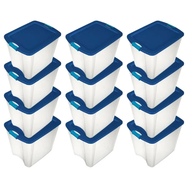 Sterilite 14489604 26 Gallon Latch & Carry Storage Tote Box Container (12 Pack)