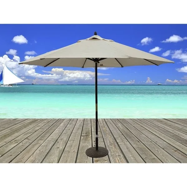 Tropishade 11 ft. Dark Wood Market Umbrella with Beige Olefin Cover