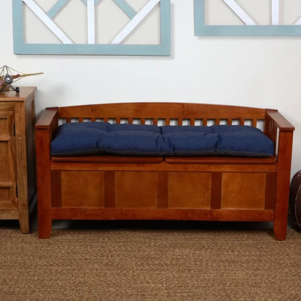 Andover Mills Padded Indoor Bench Cushion Fabric: Indigo