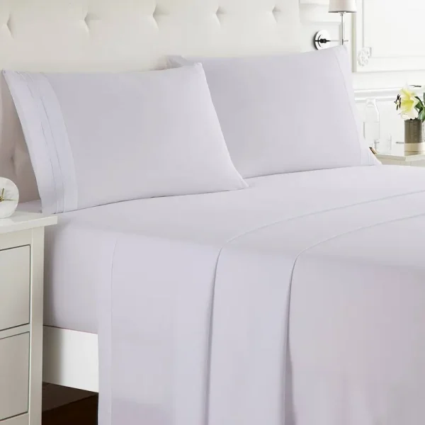 Nestl Double Brushed Microfiber Bed Sheet Set - Split King - White