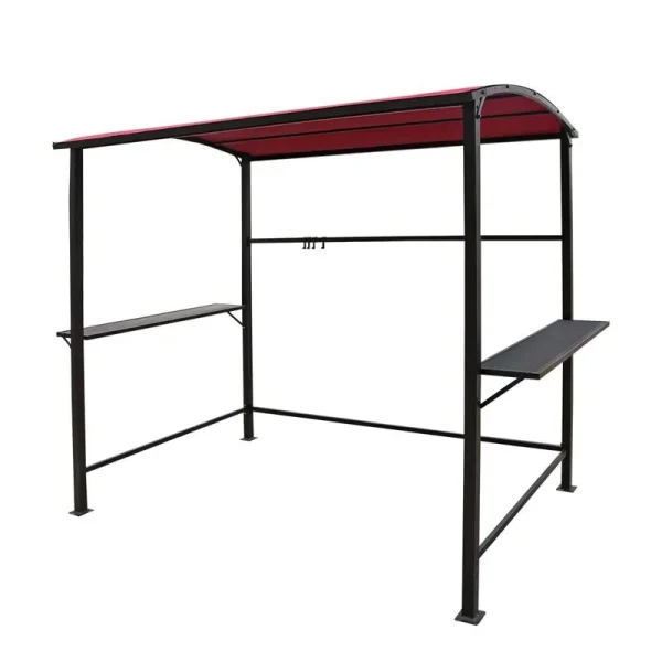 Cobana Grill Gazebo 8��by 4.6�� Outdoor Patio BBQ Canopy with Single-Tier Soft Top and Metal Shelves, Red
