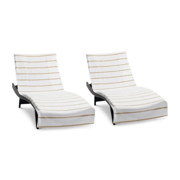 Las Rayas Pool Lounge Chair Cover 2-Pack with Fitted Top Pocket Extra Long 30x85 in.