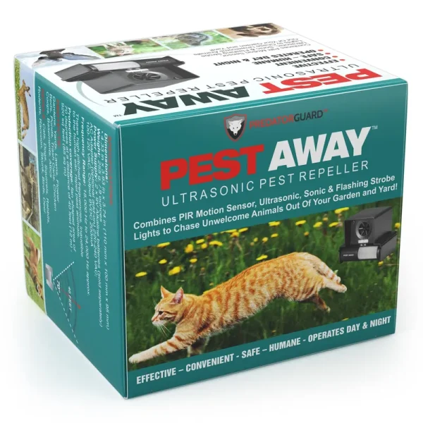 PREDATORGUARD PestAway Ultrasonic Outdoor Animal & Cat Repeller with Motion Sensor Stops Pest Animals Destroying Your Gardens & Yard