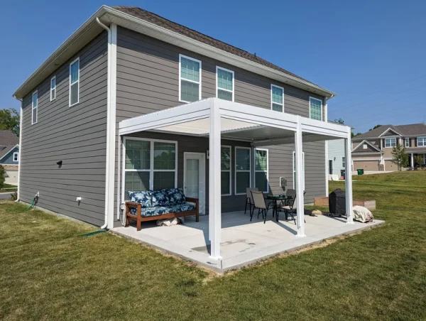 Freestanding Villa Pergola with Motorization and LED Lighting Included, 19' x 13', White
