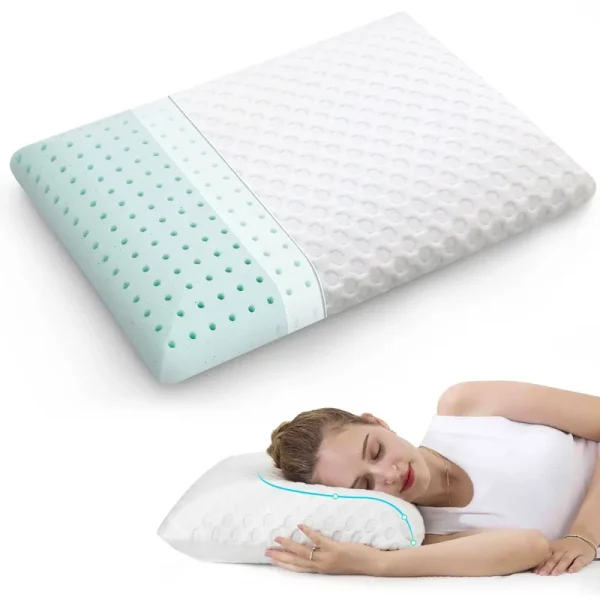 Memory Foam Pillows Side Sleeper Pillow Neck for Pain Relief Medium Firm TempurPedic Back Stomach Sleepers Sutera with Washable Cover, Standard Size