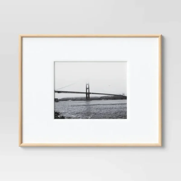 New - 14" x 18" Matted to 8" x 10" Narrow Rounded Gallery Frame Mid-tone Natural - Project 62