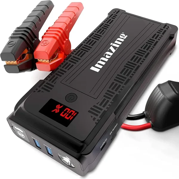 Imazing Portable Car Jump Starter - 2500A Peak 20000mah (up to 8 L Gas/8 L Diesel Engine) 12V Auto Battery Booster Portable Power Pack with LCD Display, QC 3.0 and LED Light