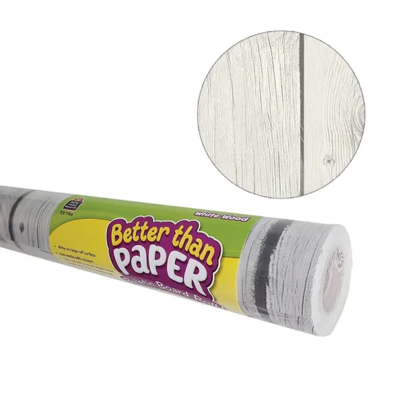 Teacher Created Resources White Wood Better Than Paper Bulletin Board Roll 4-Pack