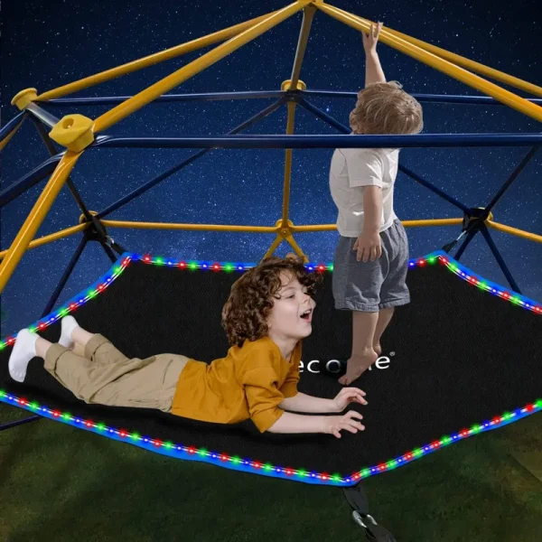 Hisecome Climbing Dome Hammock with Light, Accessory for Climbing Dome, Fits 10 x 5 ft Climbing Dome, with Light Canopy Bearing 300 lbs. (Hammock