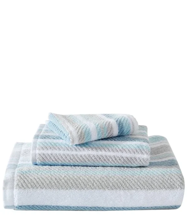 Tommy Bahama Ocean Bay Stripe 3-Piece Cotton Towel Set, Blue