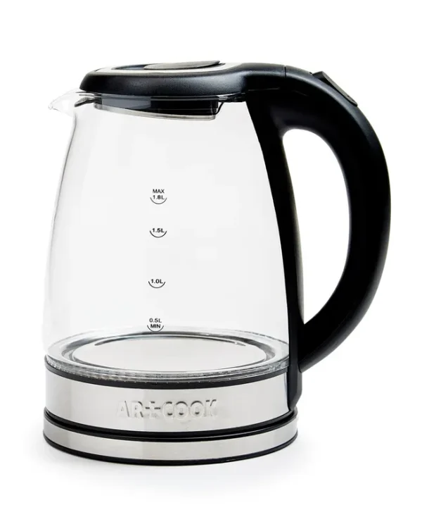 Art & Cook 1.8L Illuminated 1000 Watt Electric Glass Kettle - Black